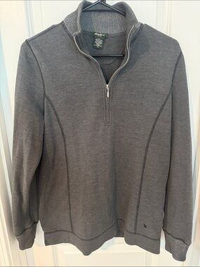 Y2K Eddie Bauer Men's Dark Gray Half-Zip Sweater